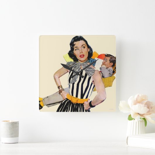 女性は侮辱された スクエア壁時計 (ホーム)