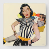 女性は侮辱された スクエア壁時計 (正面)