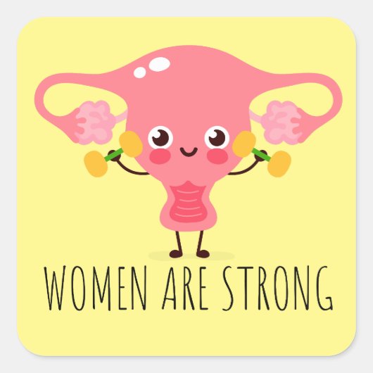 女性は強い/子宮パンク/子宮ジョーク スクエアシール (正面)
