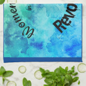 女性は改革の青の水彩画で属します キッチンタオル (折り畳み)