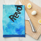 女性は改革の青の水彩画で属します キッチンタオル (四つ折り)