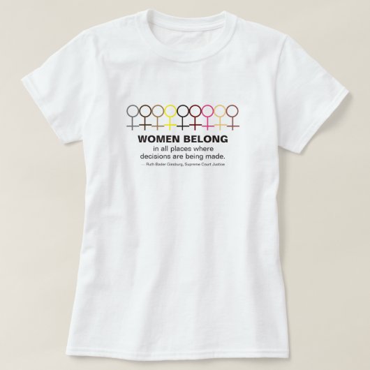 女性は正義ルスバダーギンズバーグRBG引用文 Tシャツ (デザイン正面)