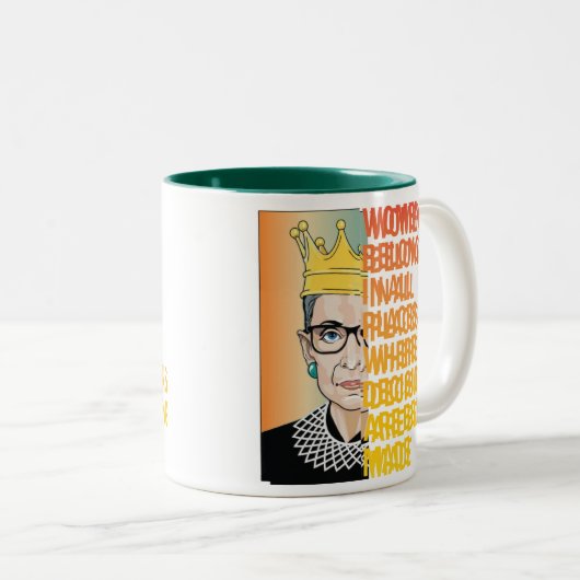 女性は決断を下すあらゆる場所に属する ツートーンマグカップ (正面右)