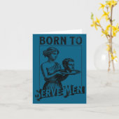 女性は生まれつき男性に仕えるためのもの 面白いレトロガール カード (黄色い花)