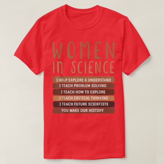 女性は生物学と物理学の科学デザインに属している Tシャツ (デザイン正面)