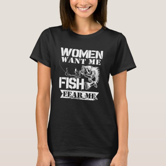 女性は私の魚を恐れて私を欲しい川の衣装バスガール Tシャツ (正面)