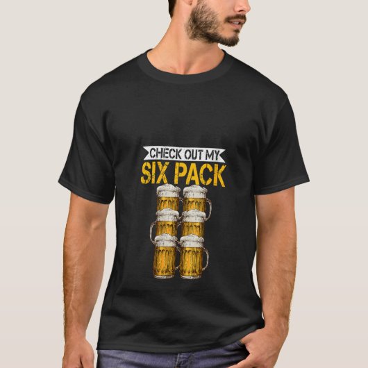 女性は私の6パックビール飲みおもしろいPをチェックアウト Tシャツ (正面)
