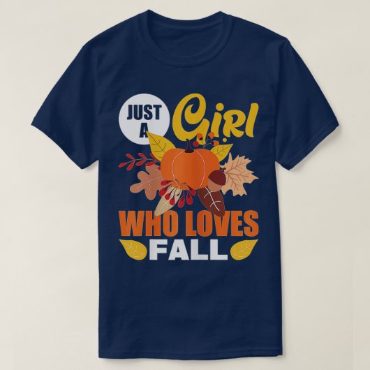 女性は秋を愛する女の子 – Tシャツ (デザイン正面)