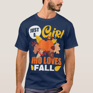 女性は秋を愛する女の子 – Tシャツ
