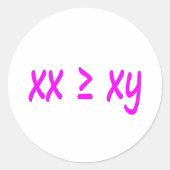 女性は素晴らし男性と等しい – XX ≥ XY ラウンドシール (正面)