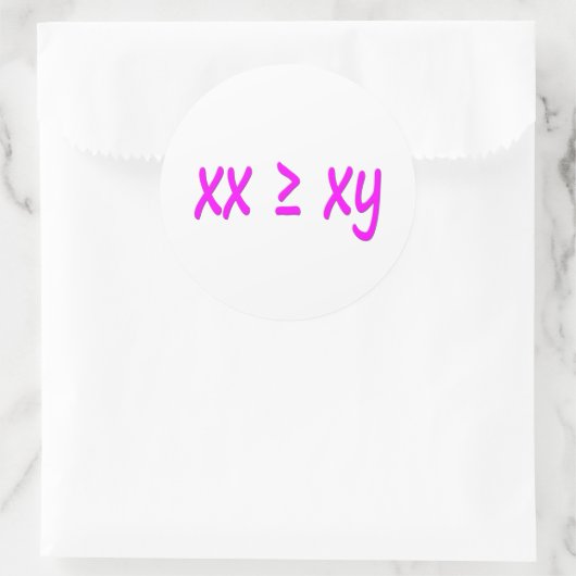 女性は素晴らし男性と等しい – XX ≥ XY ラウンドシール (バッグ)