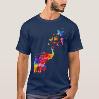 女性は親切な象の自閉症意識ママ Tシャツ