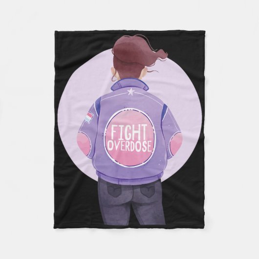 女性は過剰摂取パープルリボン過剰摂取アワーンと戦う フリースブランケット (正面)