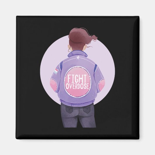 女性は過剰摂取パープルリボン過剰摂取アワーンと戦う マグネット (正面)