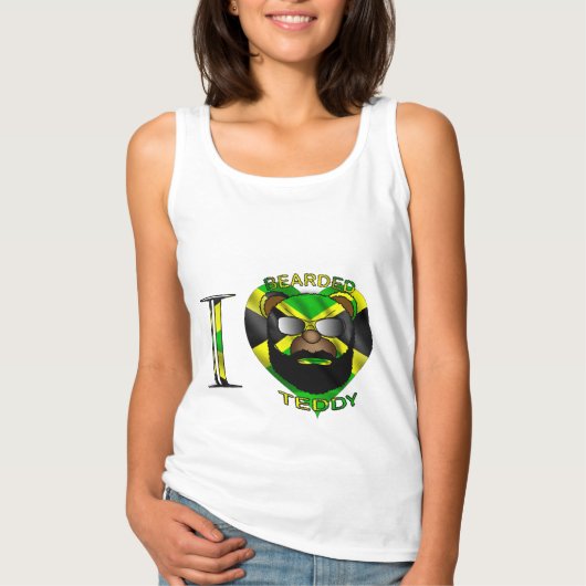 女性は髭があるテディジャマイカをLOVE Tシャツ (正面)