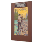 女性は魚釣り-アンカレッジ、アラスカ--を飛ばします クリップボード (左)