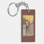 女性は魚釣り-グレーシャー国立公園、MT --を飛ばします キーホルダー (正面左)