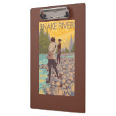 女性は魚釣り-スネーク川、アイダホ--を飛ばします クリップボード (左)