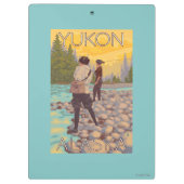 女性は魚釣り-ユーコン準州、アラスカ--を飛ばします クリップボード (裏面)