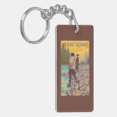 女性は魚釣り-山アダムス、ワシントン州--を飛ばします キーホルダー (正面左)