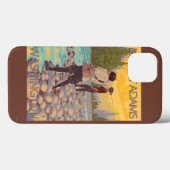 女性は魚釣り-山アダムス、ワシントン州--を飛ばします Case-Mate iPhoneケース (裏面 (横))