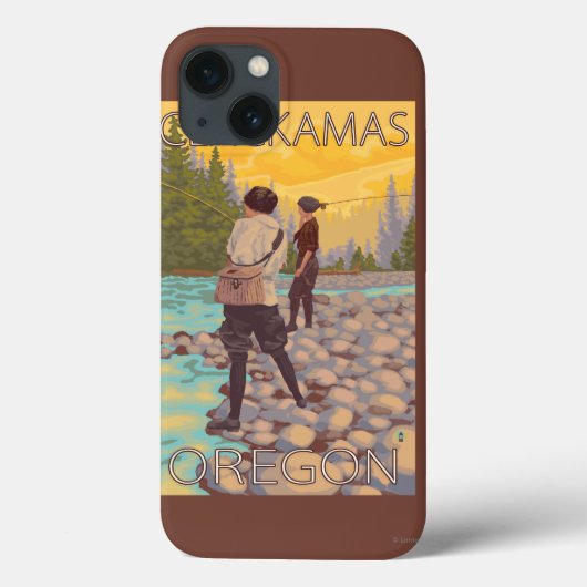 女性は魚釣り- Clackamas、オレゴン--を飛ばします Case-Mate iPhoneケース (裏面)