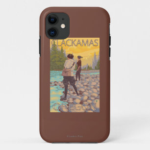 女性は魚釣り- Clackamas、オレゴン--を飛ばします iPhone 11 ケース