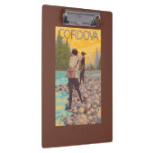 女性は魚釣り- Cordova、アラスカ--を飛ばします クリップボード (右)