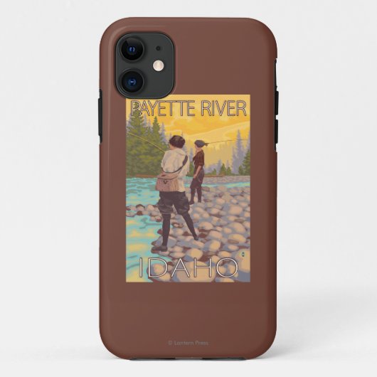 女性は魚釣り- Payetteの川、アイダホ--を飛ばします Case-Mate iPhoneケース (裏面)