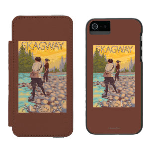 女性は魚釣り- Skagway、アラスカ--を飛ばします iPhone SE/5/5sウォレットケース