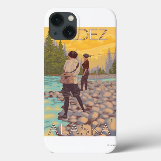 女性は魚釣り- Valdez、アラスカ--を飛ばします Case-Mate iPhoneケース (裏面)