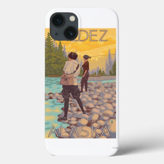 女性は魚釣り- Valdez、アラスカ--を飛ばします Case-Mate iPhoneケース (裏面)