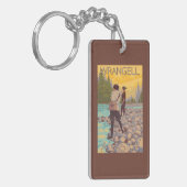 女性は魚釣り- Wrangell、アラスカ--を飛ばします キーホルダー (正面左)