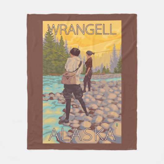 女性は魚釣り- Wrangell、アラスカ--を飛ばします フリースブランケット (正面)