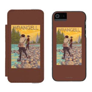 女性は魚釣り- Wrangell、アラスカ--を飛ばします iPhone SE/5/5sウォレットケース