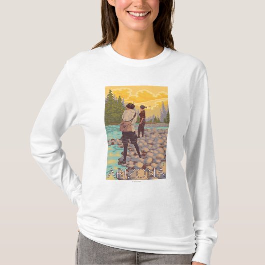 女性はFishingArizonaを飛ばします Tシャツ (正面)