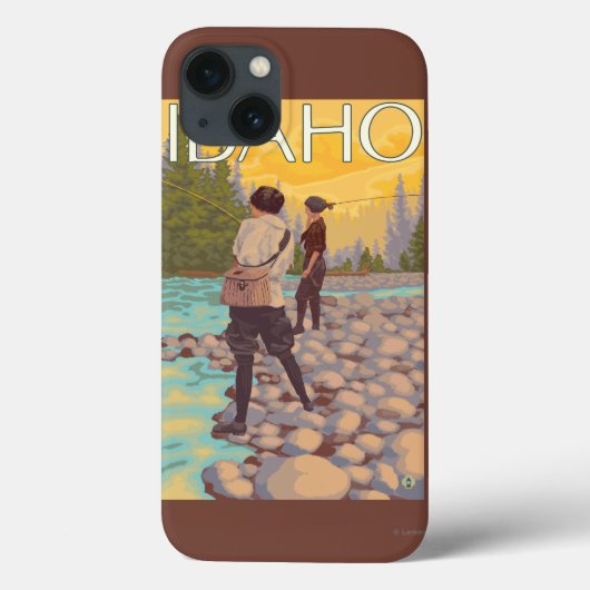 女性はFishingIdahoVintage旅行ポスターを飛ばします Case-Mate iPhoneケース (裏面)