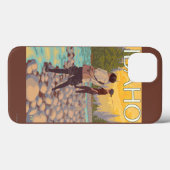 女性はFishingIdahoVintage旅行ポスターを飛ばします Case-Mate iPhoneケース (裏面 (横))
