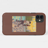 女性はFishingIdahoVintage旅行ポスターを飛ばします Case-Mate iPhoneケース (裏面(横))