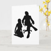 女性ひざまずくアート空白のグリーティングカード カード (黄色い花)