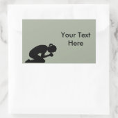 女性ひざまずく祈りの言葉。絶え祈ずに 長方形シール (バッグ)