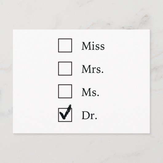 女性への博士号の贈り物 ポストカード (正面)