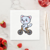 女性への猫のギフト、猫が自転車に乗るデザイン スタンダードランチョンナプキン (インサイチュ)