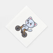 女性への猫のギフト、猫が自転車に乗るデザイン スタンダードランチョンナプキン (角)