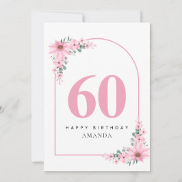 女性への60歳の誕生日カード ピンクの花 カード