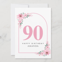 女性への90歳の誕生日カード ピンクの花 カード