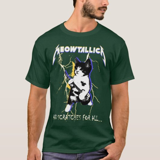 女性へのMeowtallica面白猫のミームギフト Tシャツ (正面)