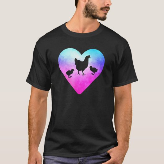 女性または女の子のニワトリとひよこ Tシャツ (正面)