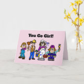 女性または女性労働者の労働日カード カード (黄色い花)