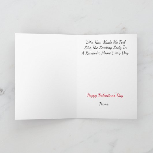 女性または男性のロマンチックな映画のバレンタインデーカード カード (内部)